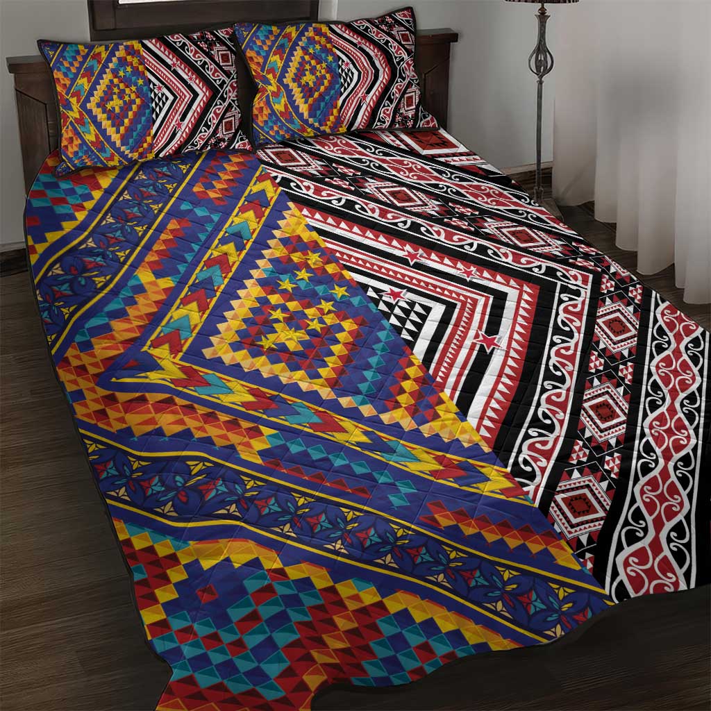 Tuvaluan and New Zealand Culture Quilt Bed Set The Art of Kolose and Taniko - Polynesian Pride
