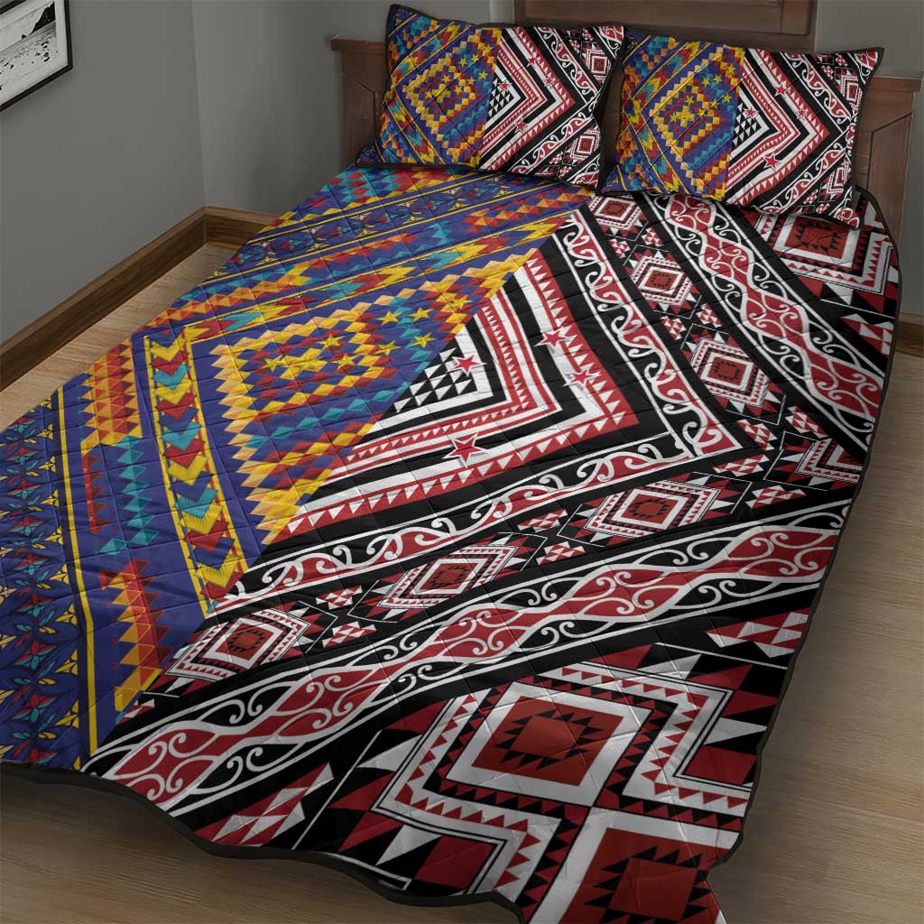 Tuvaluan and New Zealand Culture Quilt Bed Set The Art of Kolose and Taniko - Polynesian Pride