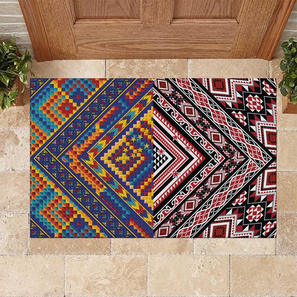 Tuvaluan and New Zealand Culture Rubber Doormat The Art of Kolose and Taniko - Polynesian Pride