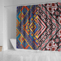 Tuvaluan and New Zealand Culture Shower Curtain The Art of Kolose and Taniko - Polynesian Pride