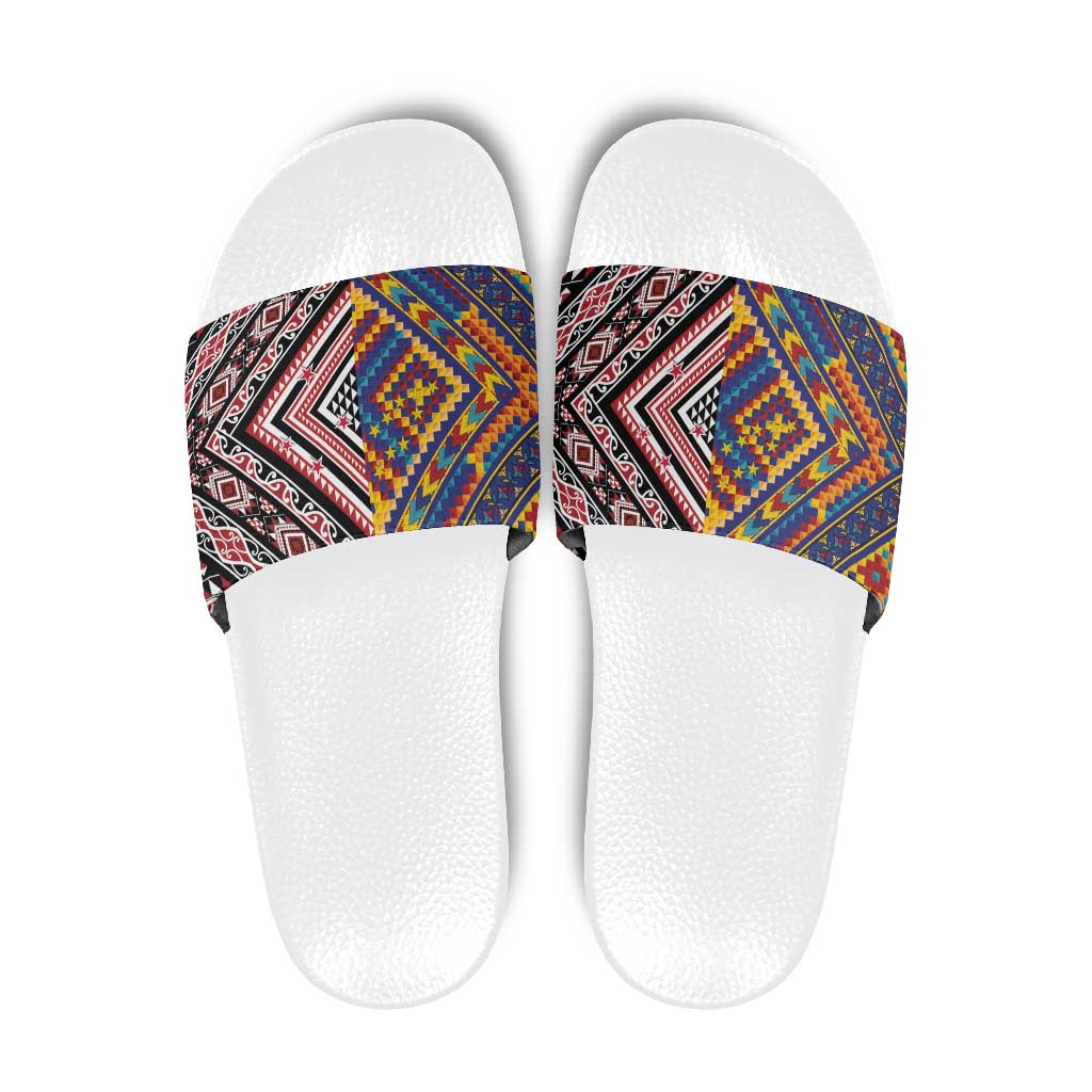 Tuvaluan and New Zealand Culture Slide Sandals The Art of Kolose and Taniko - Polynesian Pride