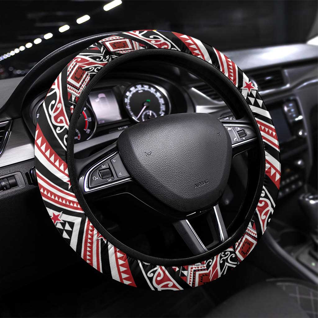 Tuvaluan and New Zealand Culture Steering Wheel Cover The Art of Kolose and Taniko - Polynesian Pride