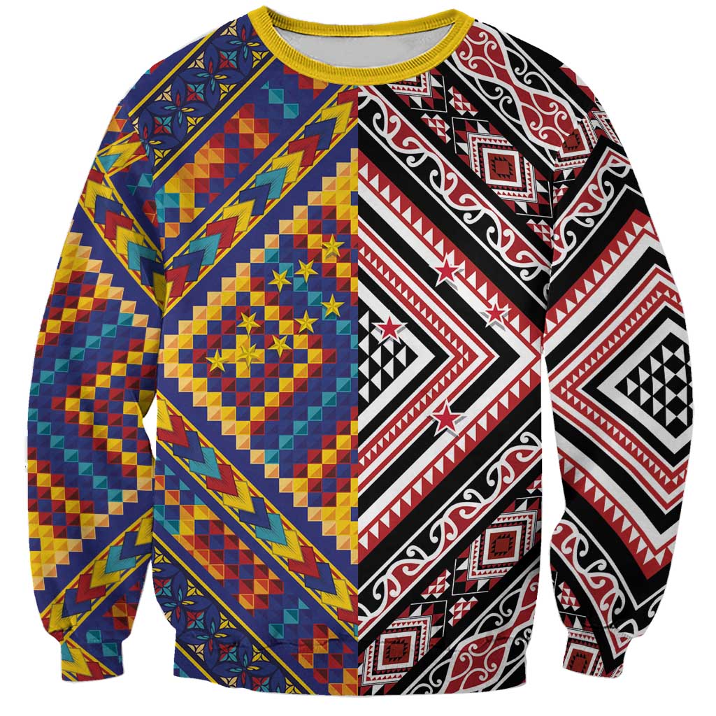 Tuvaluan and New Zealand Culture Sweatshirt The Art of Kolose and Taniko - Polynesian Pride