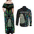 New Zealand Couples Matching Off Shoulder Maxi Dress and Long Sleeve Button Shirts Silver Fern and Hei Tiki with Papua Shell Maori Tribal LT03 - Polynesian Pride