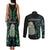 New Zealand Couples Matching Tank Maxi Dress and Long Sleeve Button Shirts Silver Fern and Hei Tiki with Papua Shell Maori Tribal LT03 - Polynesian Pride