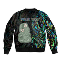 Custom New Zealand Bomber Jacket Silver Fern and Hei Tiki with Papua Shell Maori Tribal LT03 - Polynesian Pride