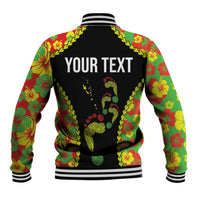 Personalised Vanuatu Running Baseball Jacket Footprint and Hibiscus Polynesian Style LT03 - Polynesian Pride