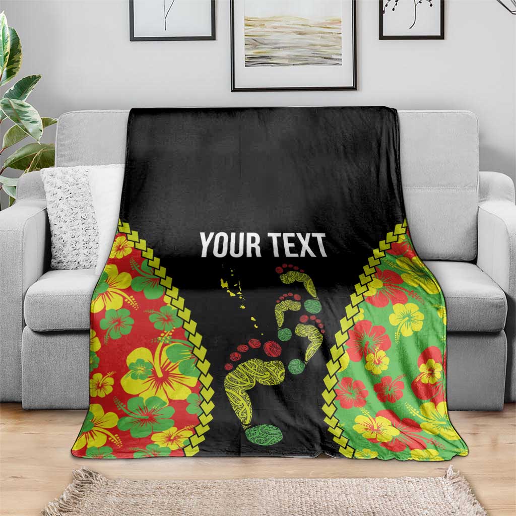Personalised Vanuatu Running Blanket Footprint and Hibiscus Polynesian Style LT03 - Polynesian Pride