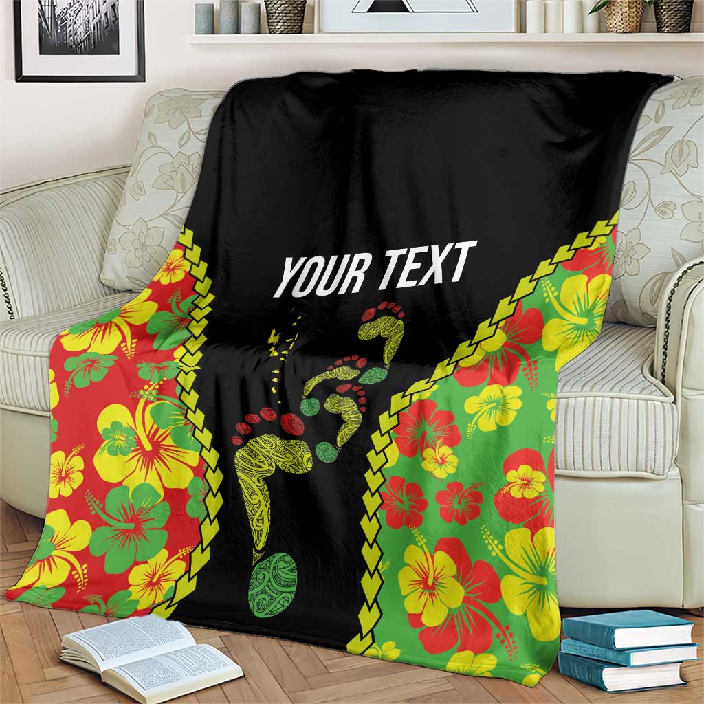 Personalised Vanuatu Running Blanket Footprint and Hibiscus Polynesian Style LT03 - Polynesian Pride