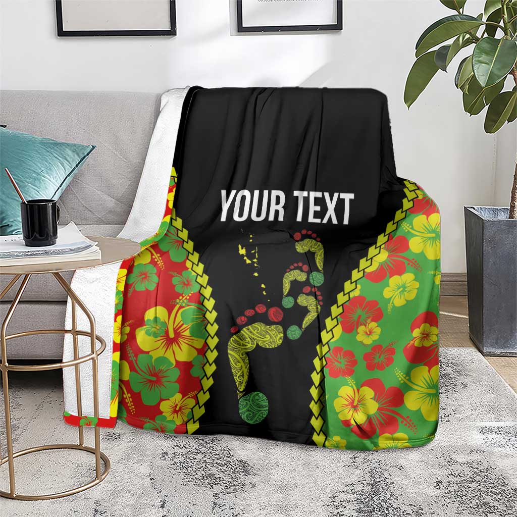 Personalised Vanuatu Running Blanket Footprint and Hibiscus Polynesian Style LT03 - Polynesian Pride