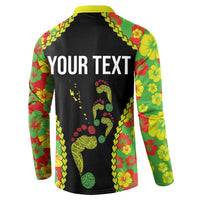 Personalised Vanuatu Running Button Sweatshirt Footprint and Hibiscus Polynesian Style LT03 - Polynesian Pride