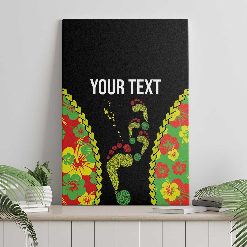 Personalised Vanuatu Running Canvas Wall Art Footprint and Hibiscus Polynesian Style LT03 - Polynesian Pride
