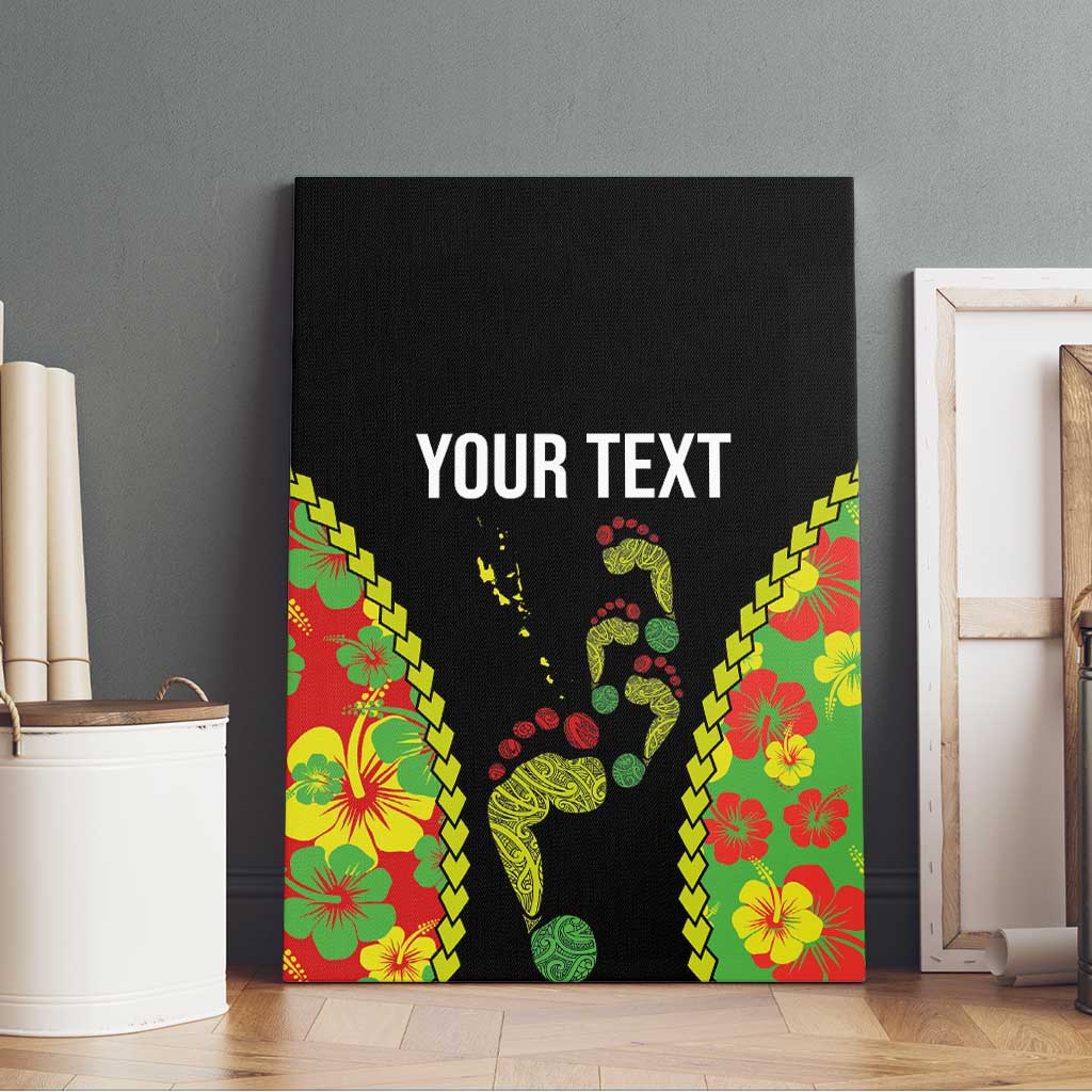 Personalised Vanuatu Running Canvas Wall Art Footprint and Hibiscus Polynesian Style LT03 - Polynesian Pride