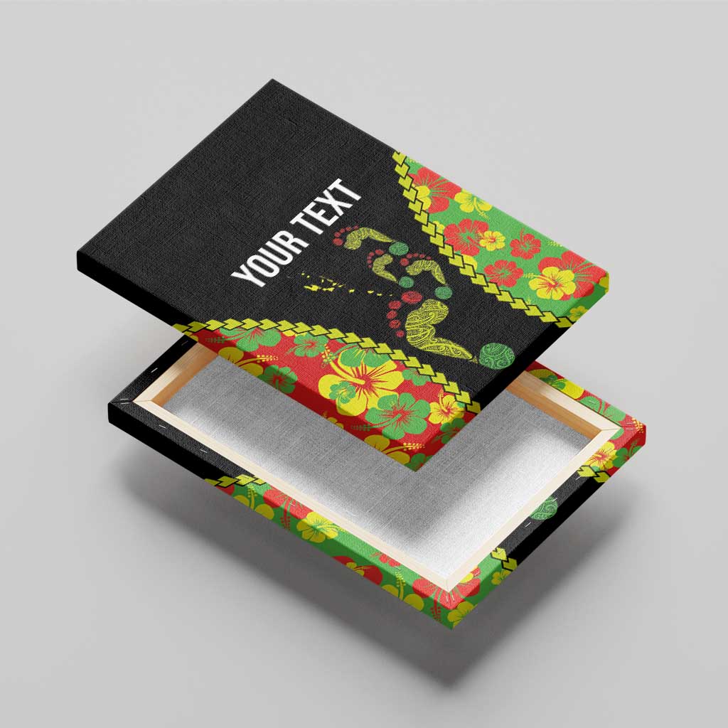 Personalised Vanuatu Running Canvas Wall Art Footprint and Hibiscus Polynesian Style LT03 - Polynesian Pride