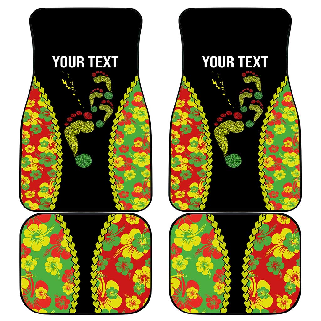 Personalised Vanuatu Running Car Mats Footprint and Hibiscus Polynesian Style LT03 - Polynesian Pride