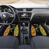 Personalised Vanuatu Running Car Mats Footprint and Hibiscus Polynesian Style LT03 Set 2pcs - Front Black - Polynesian Pride