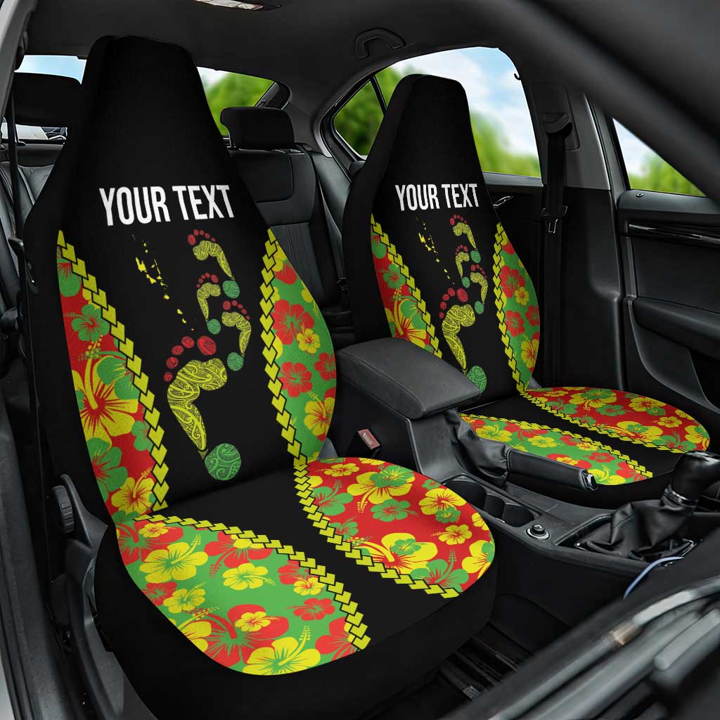 Personalised Vanuatu Running Car Seat Cover Footprint and Hibiscus Polynesian Style