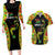 Personalised Vanuatu Running Couples Matching Long Sleeve Bodycon Dress and Hawaiian Shirt Footprint and Hibiscus Polynesian Style