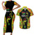 Personalised Vanuatu Running Couples Matching Short Sleeve Bodycon Dress and Hawaiian Shirt Footprint and Hibiscus Polynesian Style