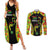 Personalised Vanuatu Running Couples Matching Summer Maxi Dress and Long Sleeve Button Shirt Footprint and Hibiscus Polynesian Style