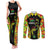 Personalised Vanuatu Running Couples Matching Tank Maxi Dress and Long Sleeve Button Shirt Footprint and Hibiscus Polynesian Style