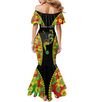Personalised Vanuatu Running Family Matching Mermaid Dress and Hawaiian Shirt Footprint and Hibiscus Polynesian Style