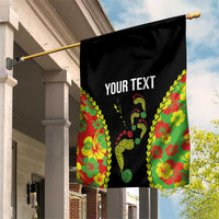 Personalised Vanuatu Running Garden Flag Footprint and Hibiscus Polynesian Style LT03 House Flag Black - Polynesian Pride
