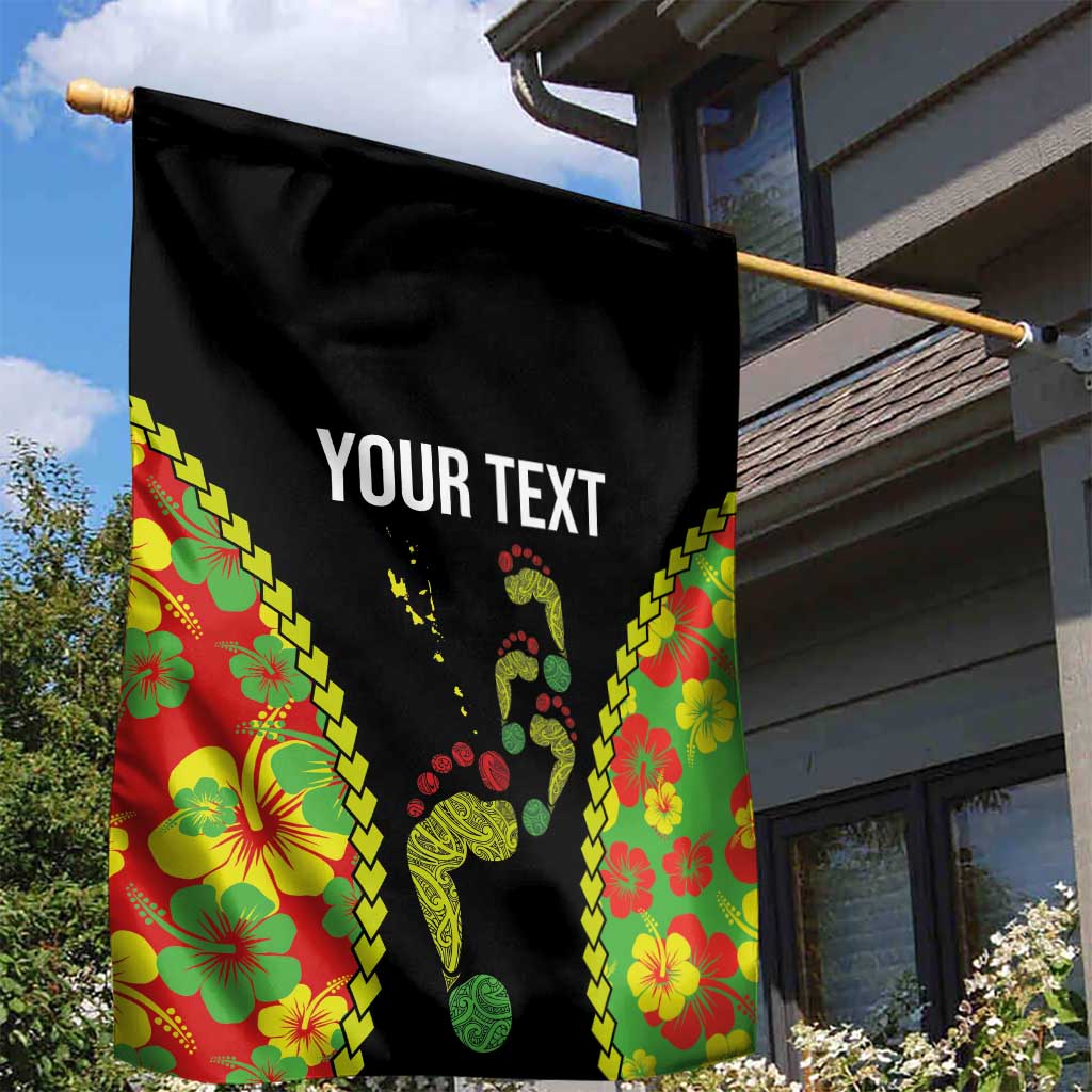 Personalised Vanuatu Running Garden Flag Footprint and Hibiscus Polynesian Style LT03 - Polynesian Pride