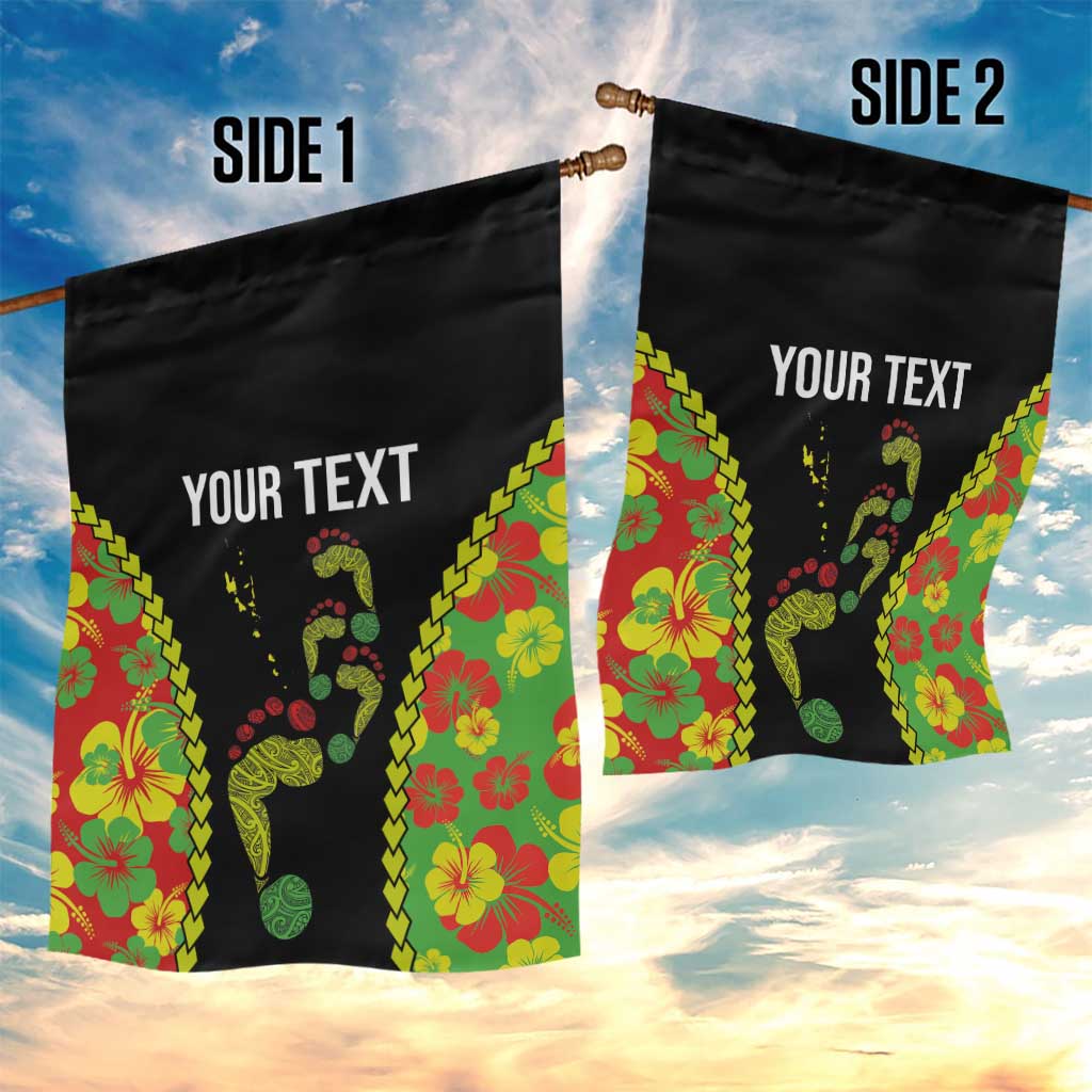 Personalised Vanuatu Running Garden Flag Footprint and Hibiscus Polynesian Style LT03 - Polynesian Pride