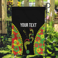 Personalised Vanuatu Running Garden Flag Footprint and Hibiscus Polynesian Style LT03 Garden Flag Black - Polynesian Pride