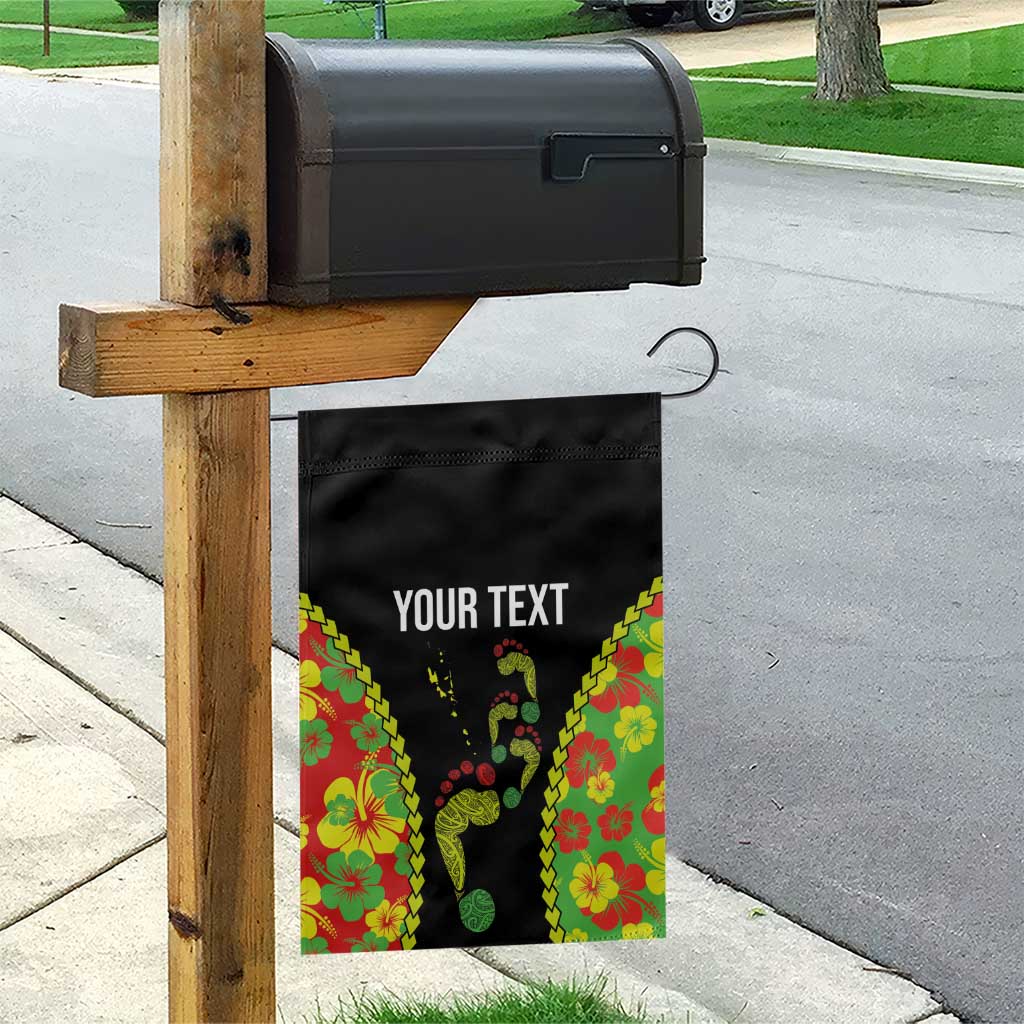 Personalised Vanuatu Running Garden Flag Footprint and Hibiscus Polynesian Style LT03 - Polynesian Pride