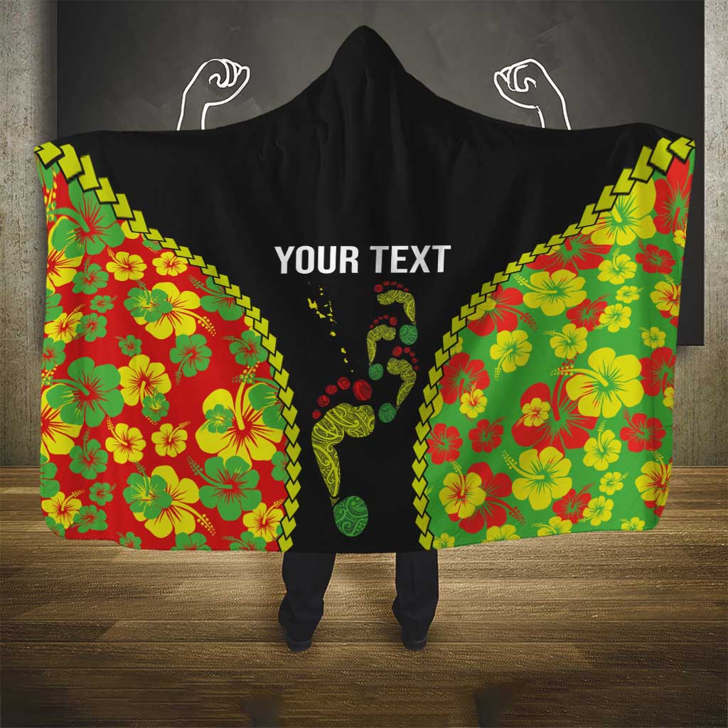 Personalised Vanuatu Running Hooded Blanket Footprint and Hibiscus Polynesian Style LT03 - Polynesian Pride