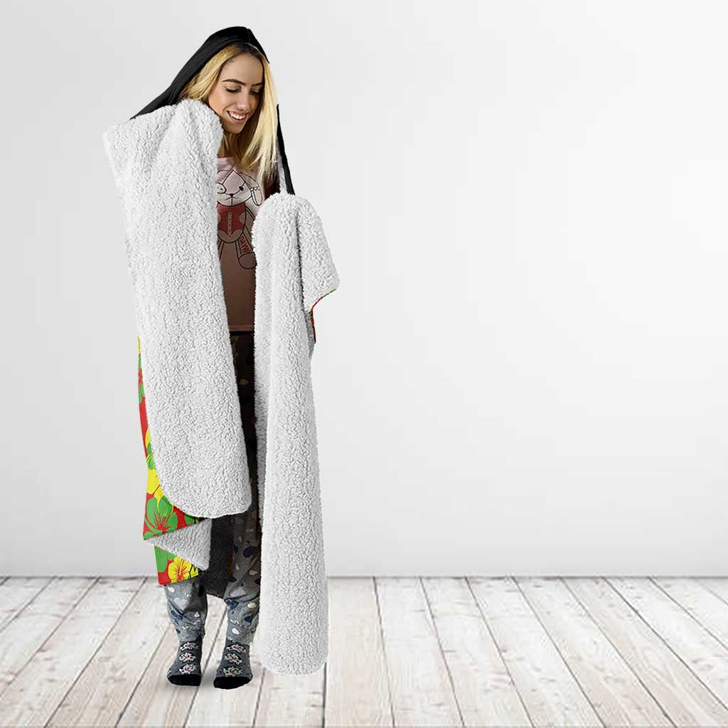 Personalised Vanuatu Running Hooded Blanket Footprint and Hibiscus Polynesian Style LT03 - Polynesian Pride