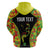 Personalised Vanuatu Running Hoodie Footprint and Hibiscus Polynesian Style