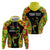 Personalised Vanuatu Running Hoodie Footprint and Hibiscus Polynesian Style