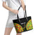 Personalised Vanuatu Running Leather Tote Bag Footprint and Hibiscus Polynesian Style