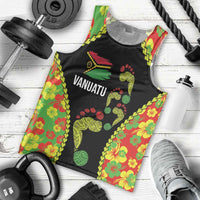 Personalised Vanuatu Running Men Tank Top Footprint and Hibiscus Polynesian Style LT03 - Polynesian Pride