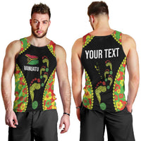 Personalised Vanuatu Running Men Tank Top Footprint and Hibiscus Polynesian Style LT03 - Polynesian Pride