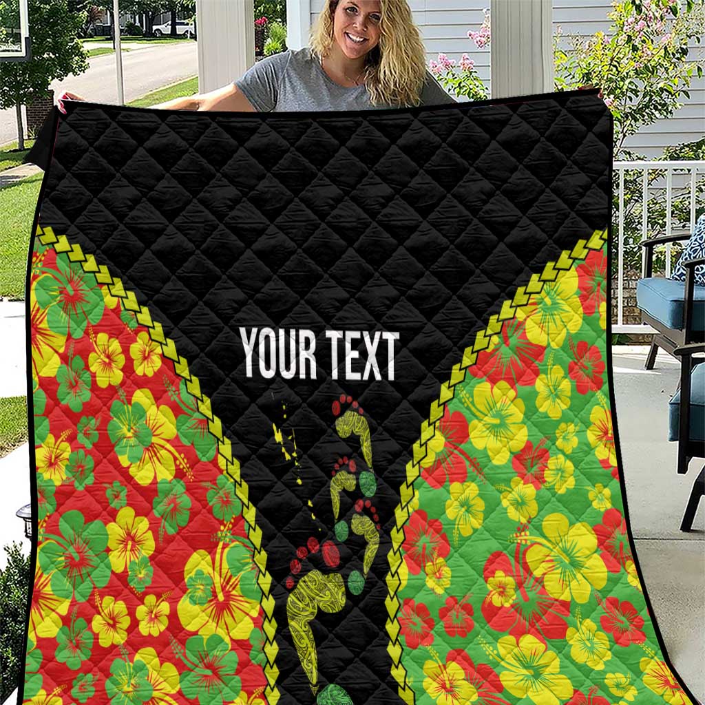 Personalised Vanuatu Running Quilt Footprint and Hibiscus Polynesian Style