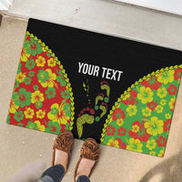 Personalised Vanuatu Running Rubber Doormat Footprint and Hibiscus Polynesian Style LT03 - Polynesian Pride