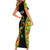 Personalised Vanuatu Running Short Sleeve Bodycon Dress Footprint and Hibiscus Polynesian Style