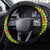 Vanuatu Running Steering Wheel Cover Footprint and Hibiscus Polynesian Style