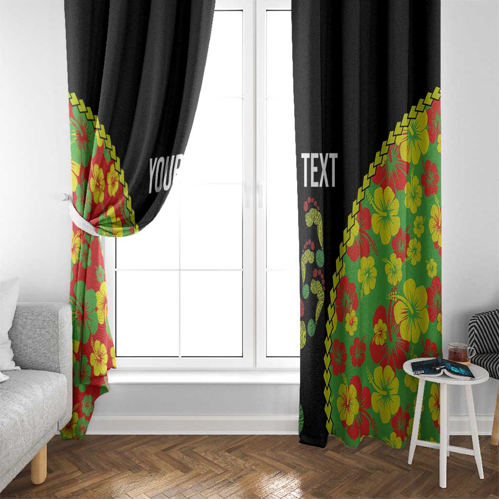 Personalised Vanuatu Running Window Curtain Footprint and Hibiscus Polynesian Style LT03 - Polynesian Pride