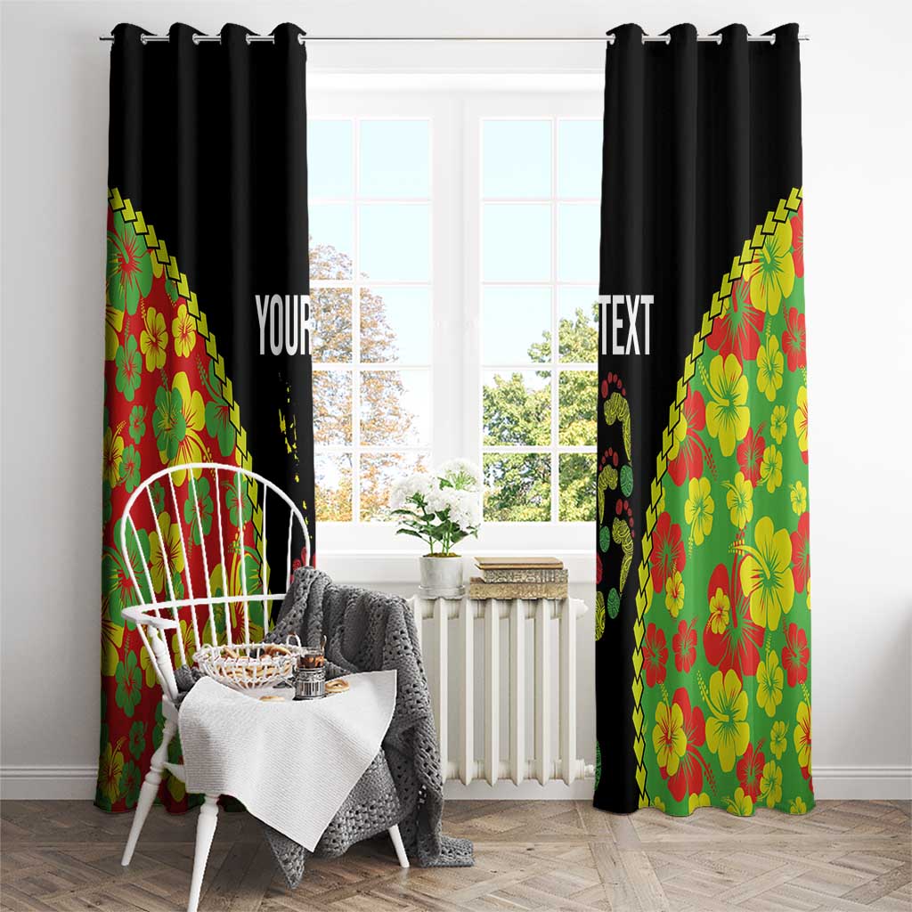 Personalised Vanuatu Running Window Curtain Footprint and Hibiscus Polynesian Style LT03 - Polynesian Pride