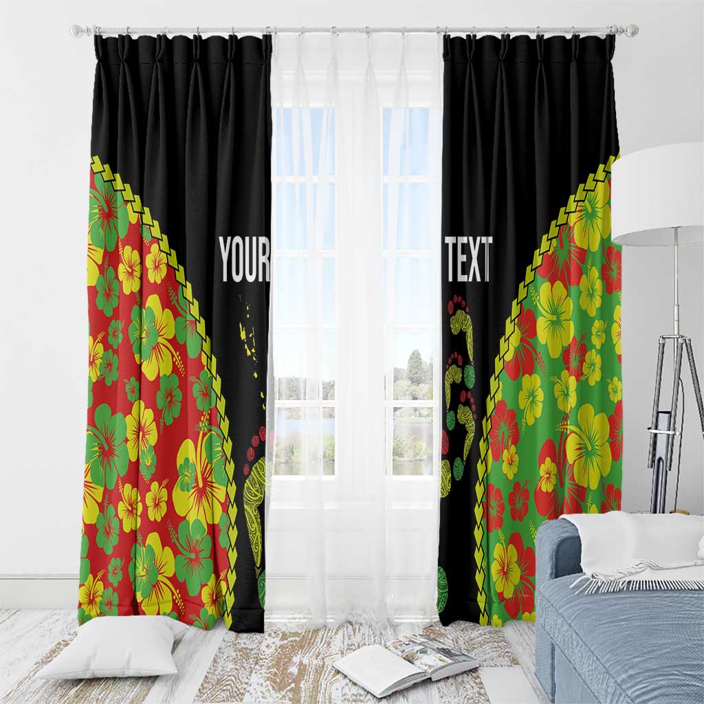 Personalised Vanuatu Running Window Curtain Footprint and Hibiscus Polynesian Style LT03 - Polynesian Pride