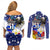 Filipino American History Month Couples Matching Off Shoulder Short Dress and Long Sleeve Button Shirts Filipino Coat Of Arms and American Eagle Splash Style LT03 - Polynesian Pride