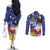 Filipino American History Month Couples Matching Off The Shoulder Long Sleeve Dress and Long Sleeve Button Shirts Filipino Coat Of Arms and American Eagle Splash Style LT03 - Polynesian Pride