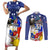 Filipino American History Month Couples Matching Short Sleeve Bodycon Dress and Long Sleeve Button Shirts Filipino Coat Of Arms and American Eagle Splash Style LT03 Blue - Polynesian Pride