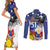 Filipino American History Month Couples Matching Short Sleeve Bodycon Dress and Long Sleeve Button Shirts Filipino Coat Of Arms and American Eagle Splash Style LT03 - Polynesian Pride