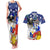 Filipino American History Month Couples Matching Tank Maxi Dress and Hawaiian Shirt Filipino Coat Of Arms and American Eagle Splash Style LT03 Blue - Polynesian Pride